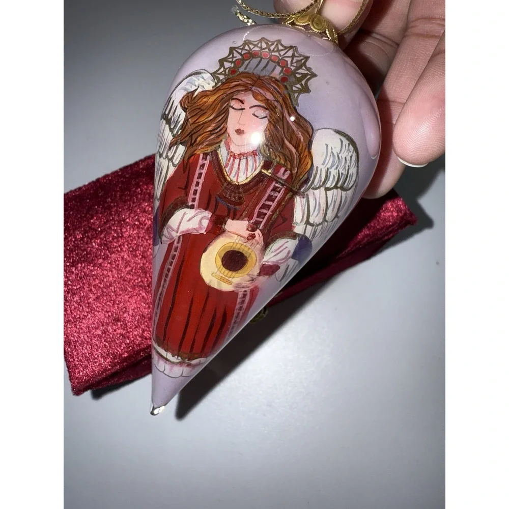 Pier 1 Li Bien Christmas Ornament 2003‎ Tear Drop Blown Glass Angel VTG